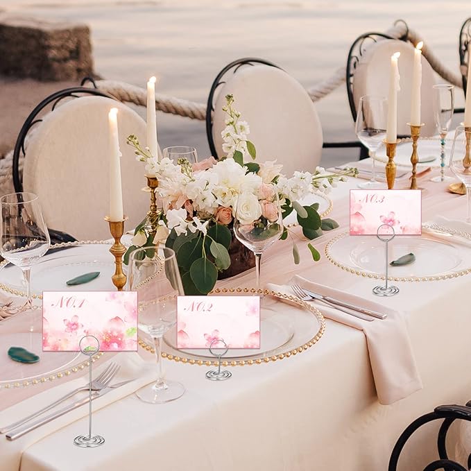 24 Pieces Table Number Holders 3 Size Place Card Holder Menu Table Sign Holder Tabletop Sign Memo Note Card Photo Stand Clips for Wedding Party