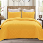 Exclusivo Mezcla Reversible Full Queen Quilt Bedding Set with Pillow Shams, Lightweight Quilts Queen Size, Soft Bedspreads Bed Coverlets for All Seasons - (Bright Yellow, 90"x96")