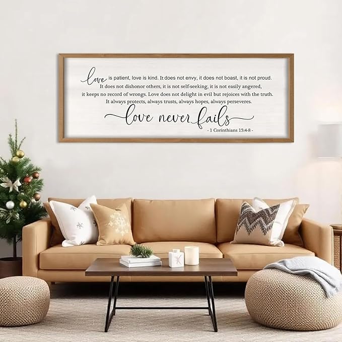 Love Is Patient Love Is Kind Wall Decor Art 32×12 Inch (Wood)