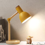 Table Lamp,Wooden Adjustable Tri-Color Desk & Bedside Lamp for Office, Living Room, Bedroom & Kids Room (Yellow)