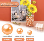 Rose Gold Vase Filler | 150PCS Pearls Bead for Centerpieces Vases | 8/14/20 mm No Hole Beads, Fake Pearls for Wedding Birthday Theme Party Table Centerpieces Decor