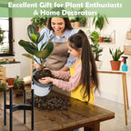 Planter with Stand Set of 2, Mid Century Plant Pots with Metal Legs Indoor, Modern Flower Pots with Drainage Holes, Decorative Garden Pot for Living Room, Office, Garden, or Balcony 10 & 12 inches