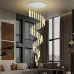 150 Inches Long Crystal Chandelier Large Spiral Stair Chandeliers for High Ceilings Foyer Entryway Flush Mount Ceiling Lights 36-Light Silver LED Dimmbale