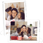 FIXSMITH 5x7 Acrylic Picture Frames 2 Pack, Clear Picture Frame with Stand, Magnetic Acrylic Photo Frames for Tabletop Display Horizontally or Vertically, Acrylic Floating Frame for Home Office