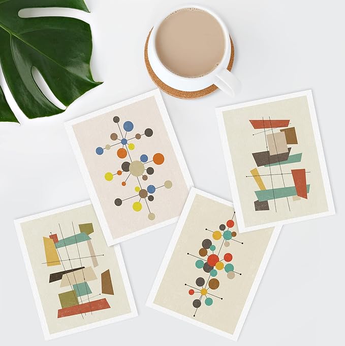 SIGNWIN Adhesive Canvas Poster Mid-Century Modern 1960s Vintage Nordic Polygons Abstract Geometric Digital Art Modern Art Decorative Zen Multicolor Minimalism for Bedroom - 12"x16"x4