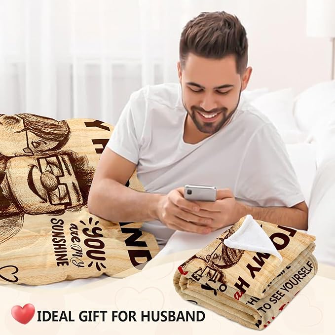 Birthday Gifts for Husband from Wife - Anniversary Wedding Gifts for Men - Romantic Love Present for Him - Christmas Fathers Valentines Day Birthday Gift Ideas for Husband - to My Man Blanket 60"x80"