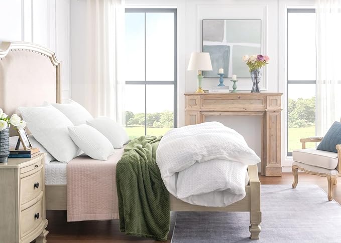 24x24 Pillow Covers Set of 2 Off White Euro Shams Boho Decorative Throw Pillow Covers Cotton Large Square Pillowcase for Couch Bed