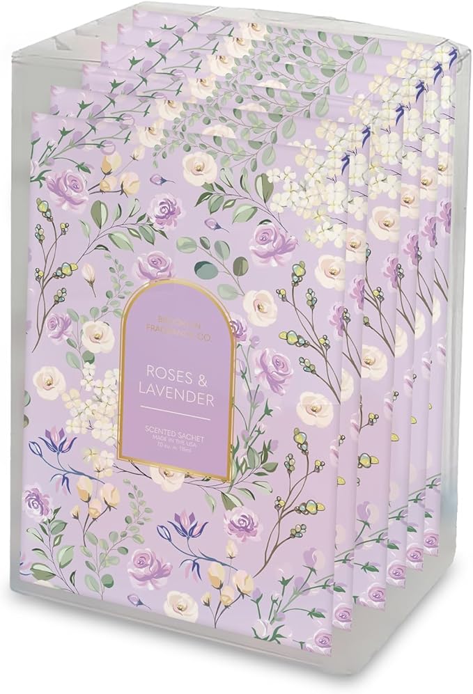 Brooklyn Fragrance Co. Arches Sachet Bags – Lavender Floral Scented Pouches – Perfect Aroma for Drawers, Closets, Cars and Bathrooms – Long-Lasting Fresh Scent Sachets (6- Pack)