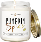 Pumpkin Spice Candle, Fall Candles - 'Pumpkin Spice' Pumpkin Candle I Infused w/Essential Oils I Autumn Scented Soy Candles for Home I Fall Home Décor I 9oz Reusable Jar, 50Hr Burn, Made in USA