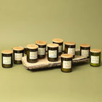 Paddywax Eco Collection Soy Wax Blend Candle in Glass Jar, Bamboo & Green Tea Scent, Green Vessel with Wood Lid, 8 oz