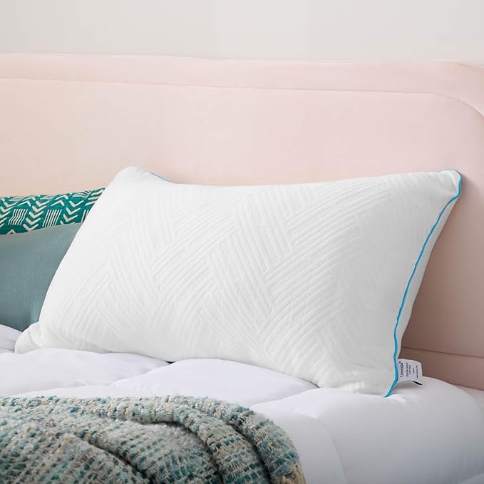 LINENSPA Shredded Gel Memory Foam Pillow – Cooling Bed Pillow – Side, Stomach, and Back Sleepers – King