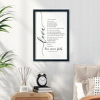 LuZhiQiang Love Is Patient Kind Wall Art 16"×11" Love Never Fails Sign 1 Corinthians 13 Bible Verse Wood Framed Wall Hanging Decor (Black)