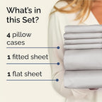 King Sheets Set 6 Piece - Includes 4 Pillowcases - Bed Sheets King Size - Soft Hotel Luxury Bedding - Cooling, Comfy, Cozy & Breathable - 1 Flat, 1 Fitted & 4 Pillowcases w/ Deep Pockets - French Grey