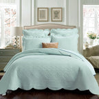 Calla Angel Sage Garden Luxury Pure Cotton Quilt, Queen, Light Aqua