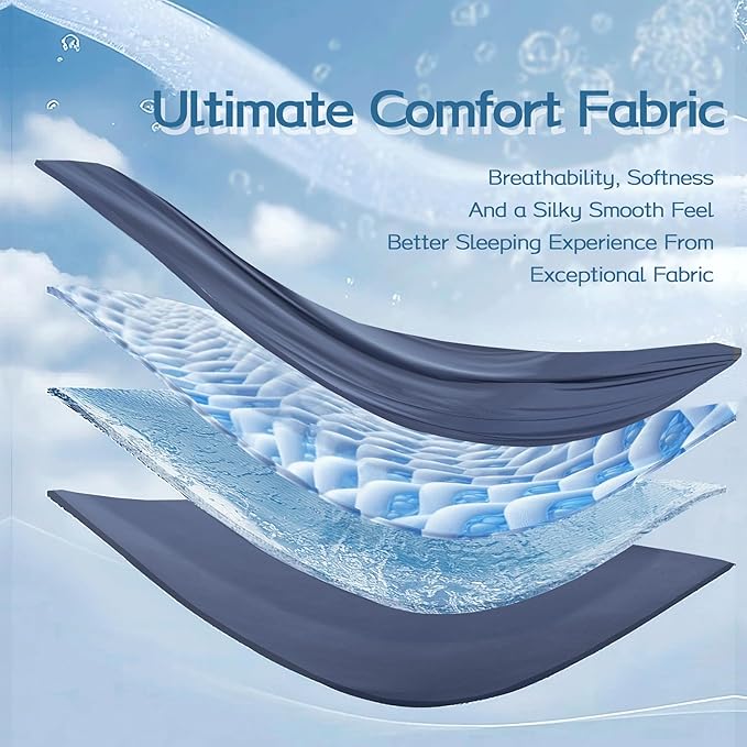 King Cooling Comforter with Tencel™ Fill for Hot Sleepers & Night Sweats - Lightweight, Breahtable,Double-Sided Cold Blanket All Season Thin Bedding (Blue, Cali King 106"x 90")