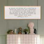 LuZhiQiang Be Anxious for Nothing Wall Decor 32"×12" Philippians 4:6-7 Bible Verse Sign Large Christian Scripture Wood Framed Hanging Decor (Wood)