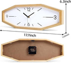 Wooden Retro Wall Clocks, 18 Inches Square Clocks Rectangular Wall Clock Battery Operated Silent Non-Ticking, for Kitchen Living Room Office Home Desk Bedroom (Primary Color)