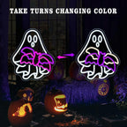 WLHOPE Ghost Bat Halloween Decor Neon Sign Dimmale Neon Lights For Wall Decor Led Lights For Halloween LED Signs Bar Man Cave Club Party Bedroom Game Room Decoration Gifts USB Powered 12.6x15.74in