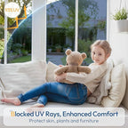 rabbitgoo Window Tint for Home One Way Privacy Window Film See Out Not in Heat UV Blocking Reflective Removable Static Cling Mirror Decorative House Glass Covering, Blue Silver, 23.6 Inch X 6.5 Feet