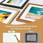 IBUYKE 18x24 Picture Frame,Solid Oak Wood 18x24 Photo Frame with Mat to 16x20,18x24 Picture Frames With Tempered Glass,Wall Mount Display,Home Decor,Natural Oak 24 x 18 Frame,UWPF1824N