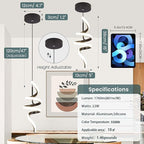 Modern Spiral LED Pendant Lights Kitchen Island, 22W Adjustable Height Hanging Light Fixture 5500K Black Chandelier for Dining Room Cafe Table, 3 Pack