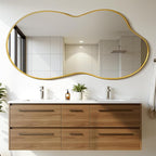 Suidia Irregular Wall Mirror, 55"x28" Bathroom Mirror Asymmetrical Mirrors Artistic Mirrors Decorative for Living Room Bedroom Bathroom Hallway Entryway, Gold, Cloud Style