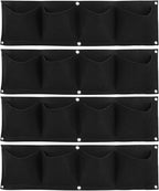 Atyhao Vertical Hanging Outdoor Wall Planter 4Pcs 4 Pocket Plant Grow Bag Wall Mounted Reusable Degradable Felt Garden Planter Herbs, Succulents Artificial Pl or Flowers. (Black)