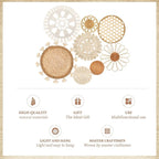 Boho Wall Basket Decor Set of 8 - Flat Woven Basket Wall Hanging Decor,Round Tassels White Macrame Tapestry Wall Decor Art,Handmade Rattan Wicker Seagrass Home Wall Baskets Decor（Boho Classic)