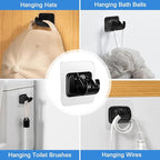 12PCS Self Adhesive Curtain Rod Holder, No Drill Curtain Rod Brackets, Nail Free Adjustable Curtain Rod Hooks, Curtain Rods No Drilling for Windows Home Kitchen Bedroom Hotel (Black)