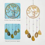 Agate Citrine Gemstone Dream Catcher 7 Chakras Gold Tree of Life Dream Catcher with Healing Crystal Stones Handmade Dreamcatcher Wall Decor for Adults Boys Girls,Bedroom,Wedding,Garden,Bless Gift