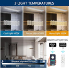 Rectangular Chandeliers 26-Lights Long Light for Entryway LED Dimmable Chandeliers Lighting Fixture Flat Sloped High Ceiling Pendant Lights Crystal for Living Room Foyer Hallway Staircase Silver