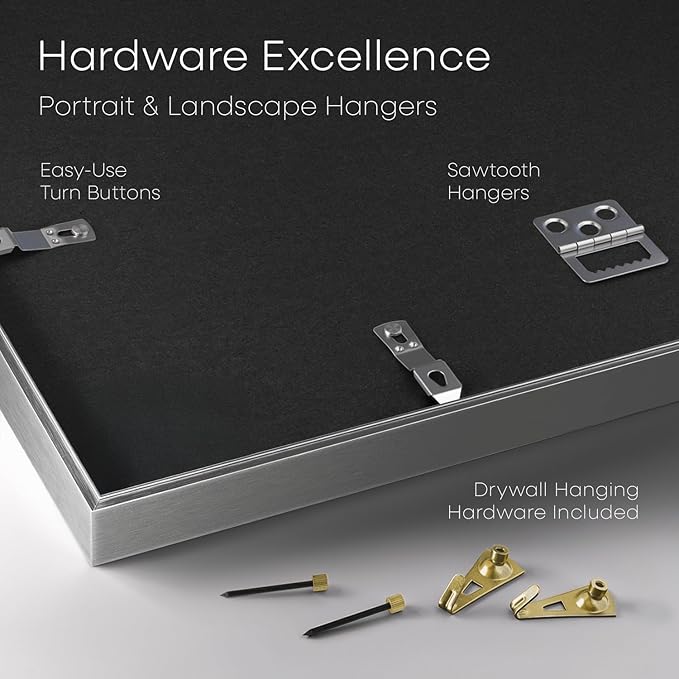 Homeforia 8.5 x 14 Marriage License Silver Frame, High End Metal 8.5x14 Marriage Certificate Frames, 14x8.5 Picture Frame for Wall & Tabletop, 8.5 by 14 Photo Frame, Tempered Glass, Wall Kit, Set of 1