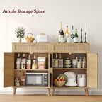 Irontar Rattan Storage Cabinet Set of 2, Buffet Sideboard with Storage, Coffee Bar with Drawer & Doors, Accent Floor Cabinet for Living Room, Dinning Room, Entryway, Natural