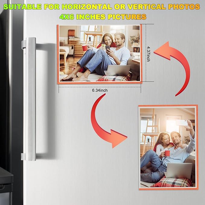 Orange Magnetic Picture Frame 4X6 for Refrigerator 10 Pack,Photo Magnets Sleeves