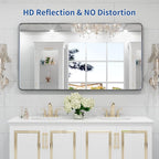 WEER Black Metal Frame Bathroom Mirror, 55x30 Inch Black Bathroom Vanity Mirror for Over Sink Wall, Rounded Rectangle Matte Black Mirror, Anti-Rust, Tempered Glass, Hangs Horizontally or Vertically