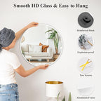 Fabuday White Circle Mirror for Wall 24 inch - Round Mirror for Bathroom, Entryway, Living Room, Hallway, Vanity Decor, Big Matte Metal Frame Mirrors