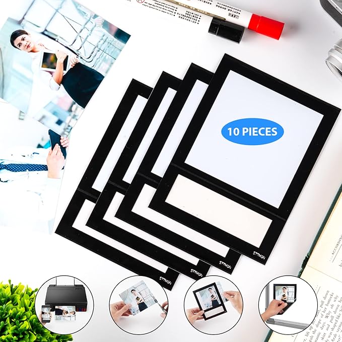 Magnetic Picture Frame 4X4 with ID Identification Tags-Name,Square Magnet Photo Pockets,For Employee Recognition Wall (With signature area),Thoughtful Gift for Friend's Lockers-10 Packs