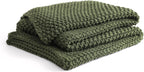 YnM Chunky Cotton Knit Throw Blanket, Cable Knit Throws for Bed Couch Sofa, Comfy & Relaxing, Decorative Piece for Farmhouse Modern Boho Rustic Scandinavian Chic Vibe, Pine Green 50x60 Inches