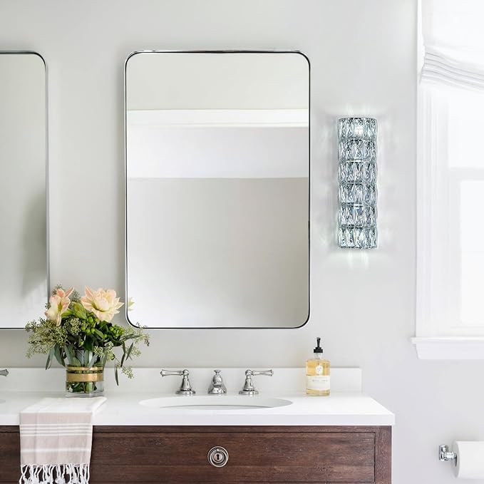 6 Layer Chrome Crystal Wall Sconce, Modern Wall Lamp Light Fixture for Bathroom Vanity, Stairway, Kitchen, Living Room, Bedroom, Hallway