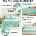 CozyLux King Size Comforter Set Mint Green, 7 Pieces Bed in a Bag, Green Comforter King Size, All Season Bedding Sets with Stitch Quilted Comforter, Flat Sheet, Fitted Sheet, Pillowcases