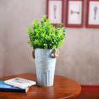 Artificial Plants Flowers Grass Shrubs 8 Pack No Fade Faux Plastic Flowers Outdoor for Farmhouse Garden Porch Patio Indoor Wedding Decoration Greenery Fake Plants uv Resistant (1#Green)