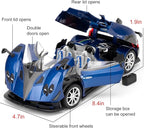 1/24 Car Model Compatible for Collectible Pagani Zonta HP Diecast Toy Car,Zinc Alloy Pull Back Cabriolet Vehicles Toy with Sound and Light for Adult Boys Girls (Blue)