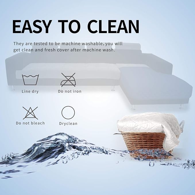 Easy-Going Sectional Couch Covers for Dogs L Shape Sofa Cover Reversible Sofa Slipcover Chaise Lounge Cover Furniture Protector Cover for Pets Dog Cat (42 x 68 inches, White/White)