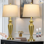 30" Tall Gold Table Lamps Set of 2, Touch Control Bedside Lamp with USB A+C Ports and AC Outlet, 3-Way Dimmable Modern Metal Nightstand Lamp for Bedroom Living Room, 2 LED Bulbs Included