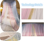 VETHIN Princess Bed Canopy for Girls,Bed Canopy Curtain- Double Layer Sheer Mesh Dome Bed Curtain- Round Lace Princess Mosquito Net Tent for Twin Full Queen King Bed(Pink/Grey/White)