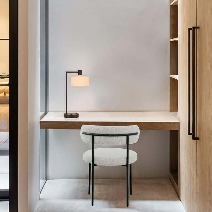 XiNBEi Lighting Table Lamp USB Desk Lamp with Fabric Shade, Modern Bedside Iron Lamp Dark Bronze Finish for Bedroom Living Room & Office XB-TL1230-DB