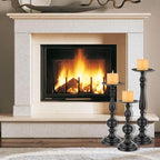 Sziqiqi Pillar Candle Holders Tall - Set of 3 Black Candle Stand for Pillars Large Metal Candleholder Sets Decorative for Christmas Halloween Living Room Easter Entryway