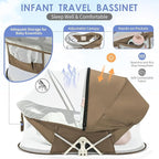 Portable Baby Bassinet Travel Baby Bed, Baby Cribs Travel Pod for Outdoors Baby Lounger Infant Travel Bed with Mosquito Net and Sunshade Canopy, Lightweight Washable