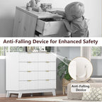 Fluted Dresser for Bedroom,8 Drawer Dresser for Closet,Storage Cabinet and Chest of Drawers with Gold Handle,TV Stand,Storage Organizer for Living Room,Hallway,Entryway,White