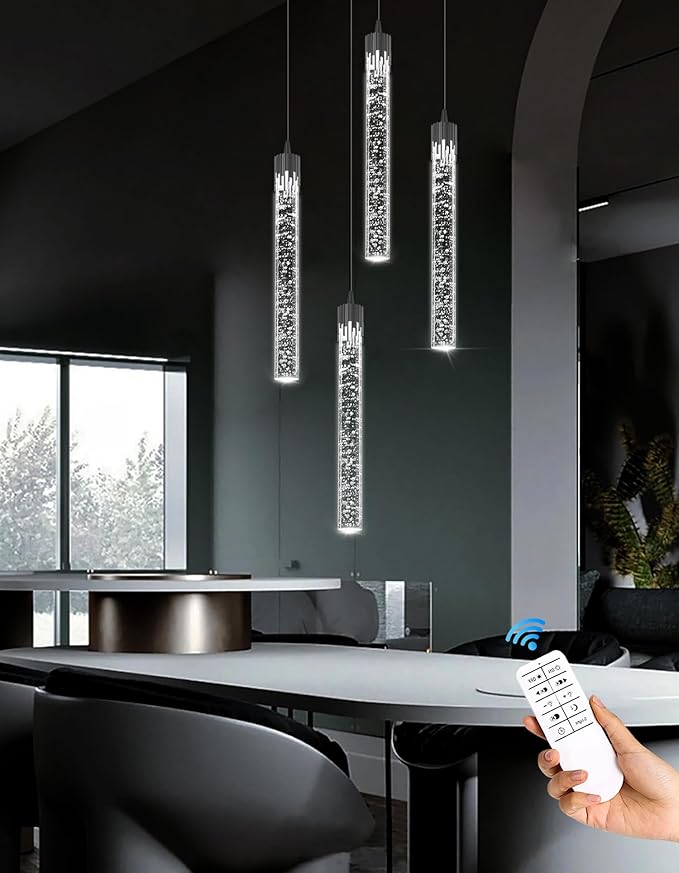 Mini Chandelier Crystal Pendant Lights,Bubble Crystal Chandelier for Living Room Bedroom Modern LED Ceiling Light Dimmable 2700k-6000k